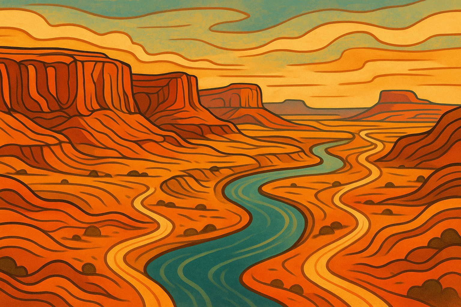 Expansive red rock desert near Moab, Utah with sandstone cliffs, winding dirt roads, and open sky representing BLM recreation lands.