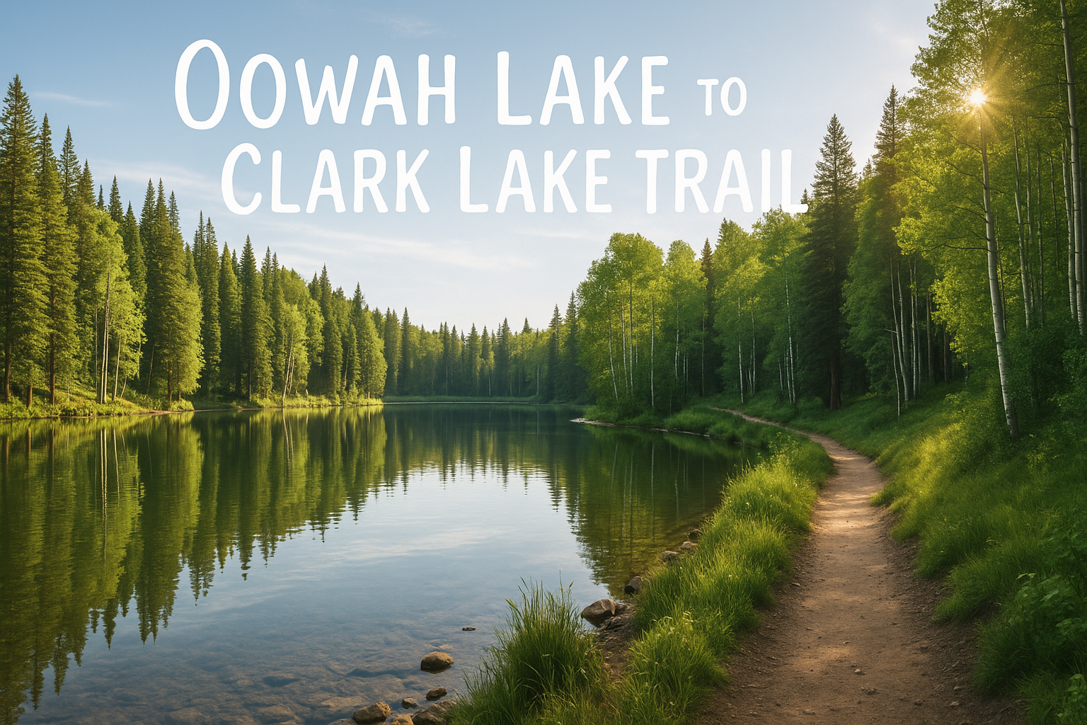 oowah lake to clark lake trail Oowah Lake with a forested singletrack leading toward Clark Lake in the La Sal Mountains.